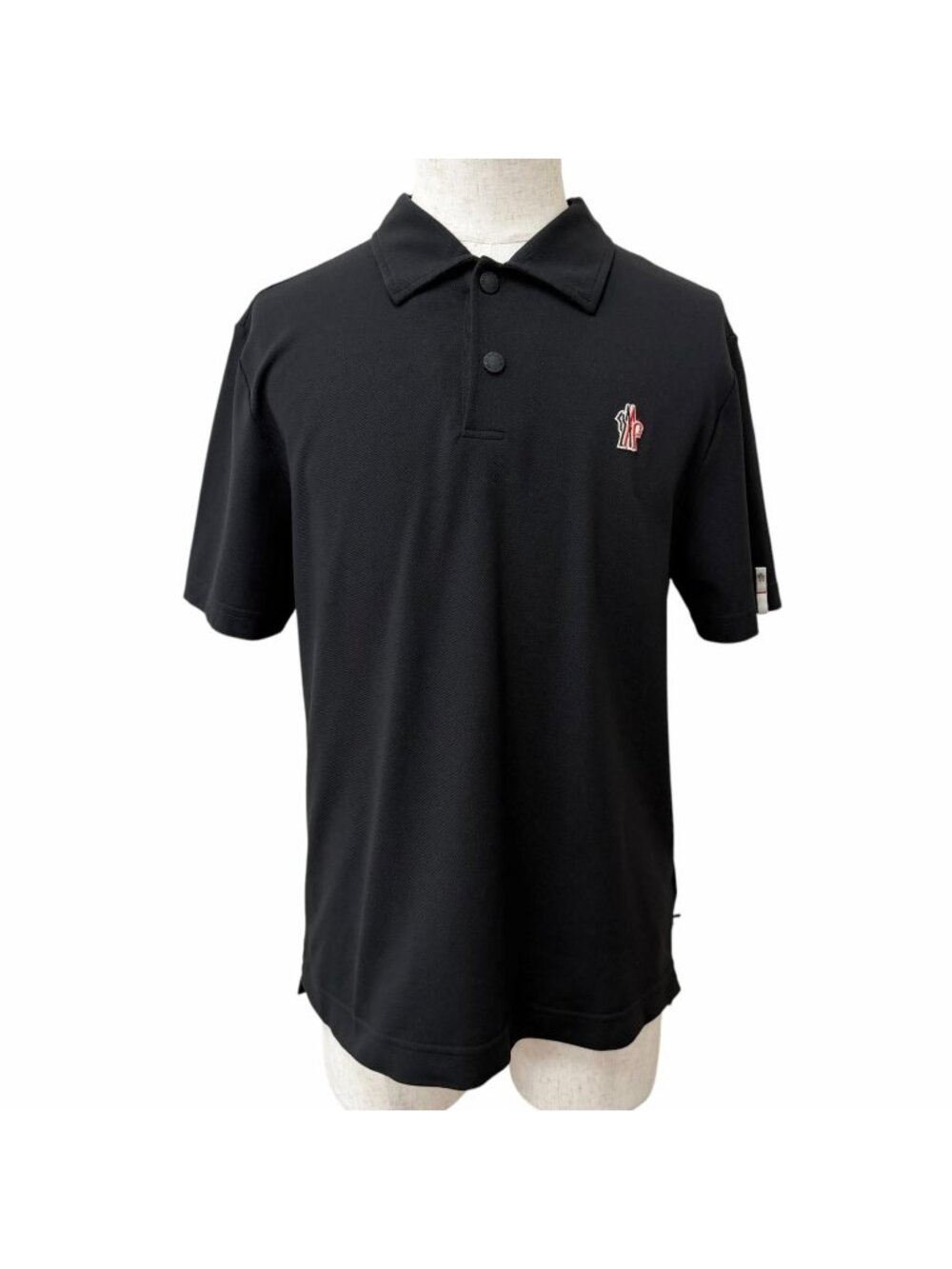 Moncler Grenoble Logo Patch Short Sleeve Polo Shirt Black